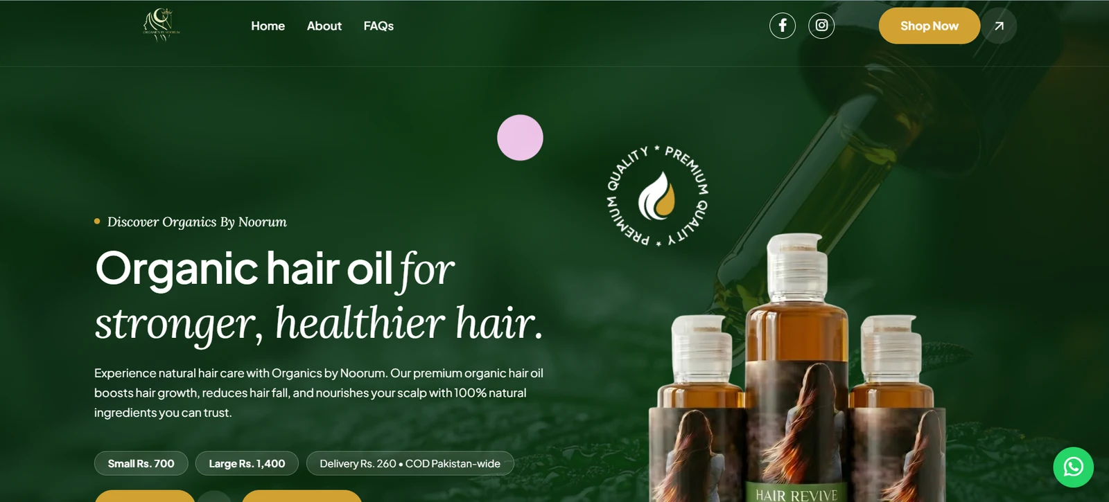 Organics by Noorum website screenshot