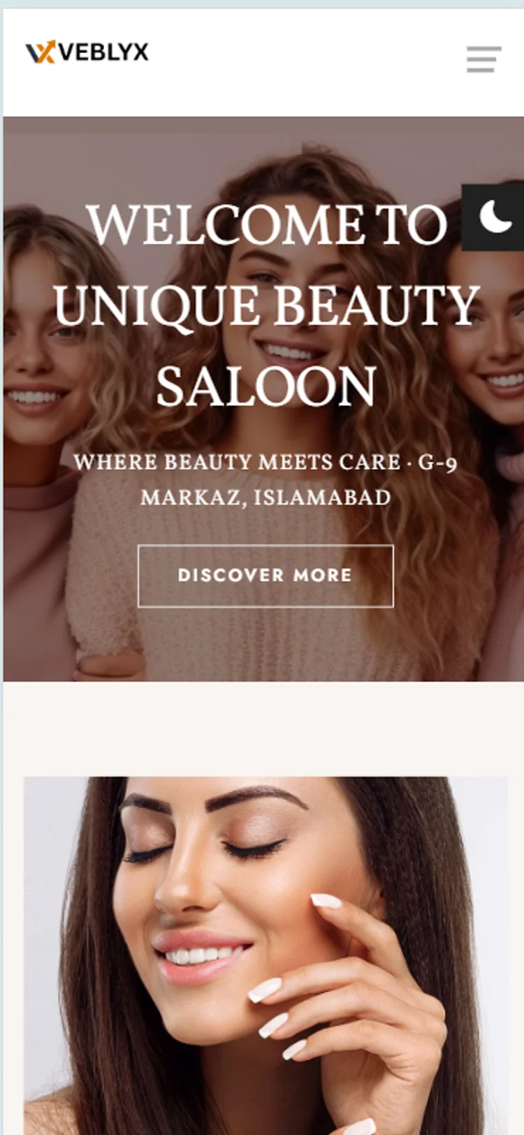 Unique Beauty Saloon mobile website