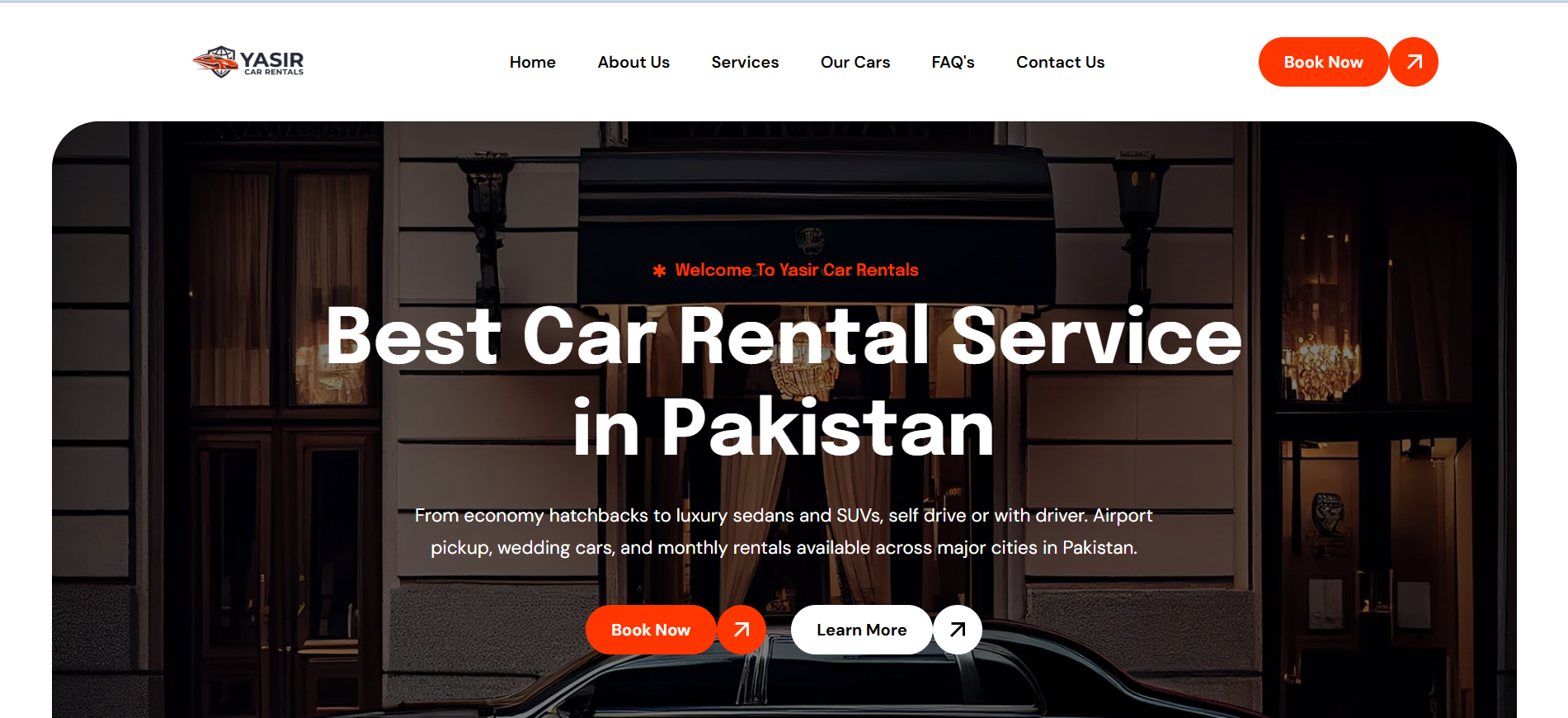 Yasir Car Rentals website screenshot &mdash; replace yasir-car-rentals-screenshot.png in uploads